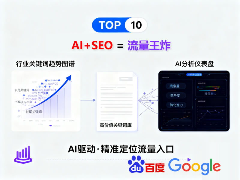 AI SEO服務(wù)展示，人工智能輔助SEO優(yōu)化的界面示意圖